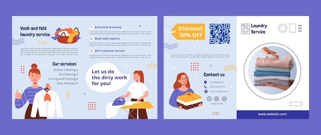 無料ベクター ランドリー サービスのパンフレットのテンプレート