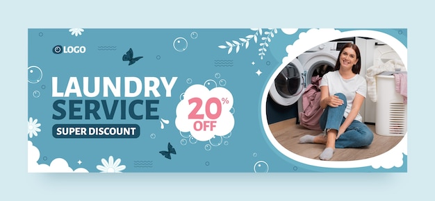 Free vector laundry service   facebook cover template