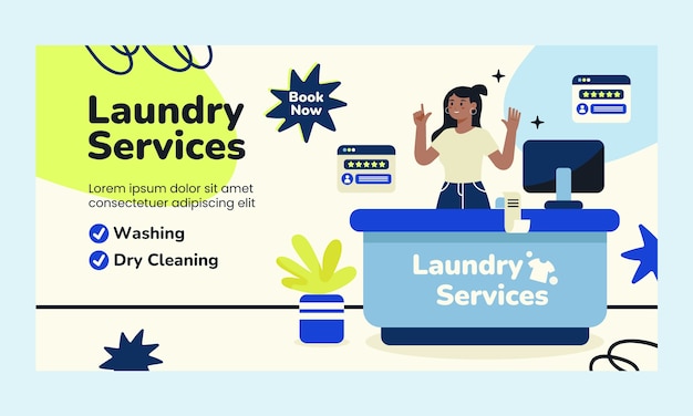 Laundry service  facebook template