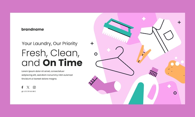 Free vector laundry service  facebook template