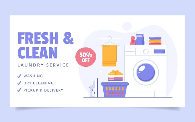 Vettore gratuito modello facebook per il servizio di lavanderia