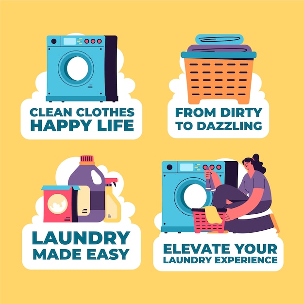 Free vector laundry service  labels  template