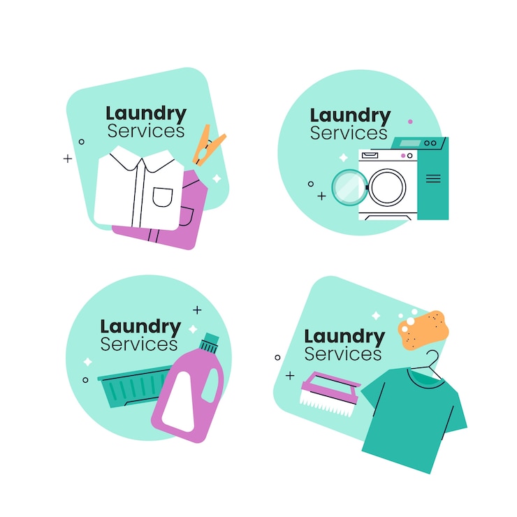 Free Vector laundry service  labels  template