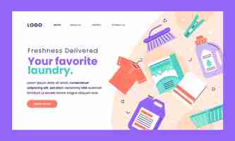 Free vector laundry service    landing page template