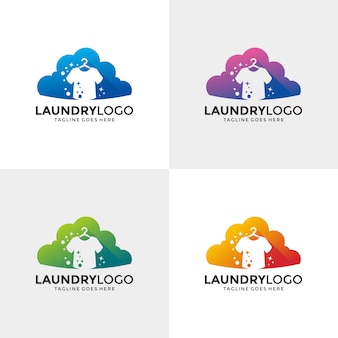 Laundry service logo design template.