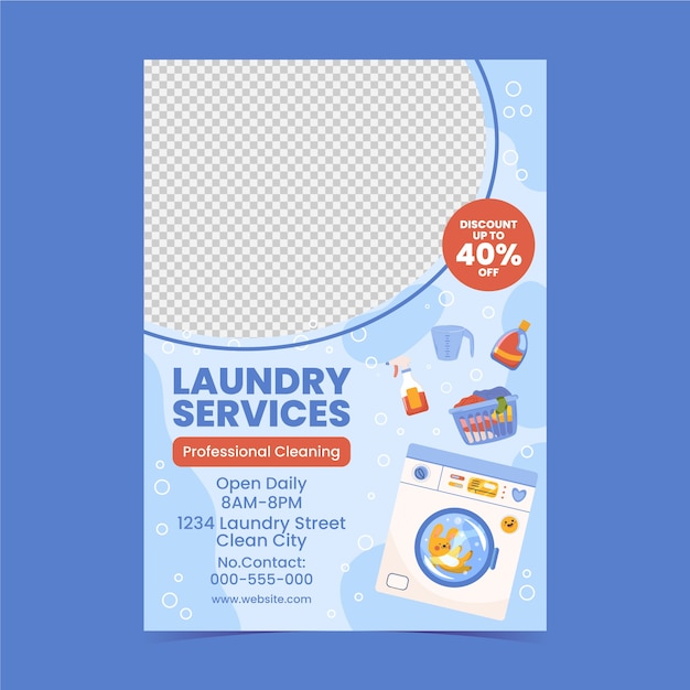 Laundry service poster template design