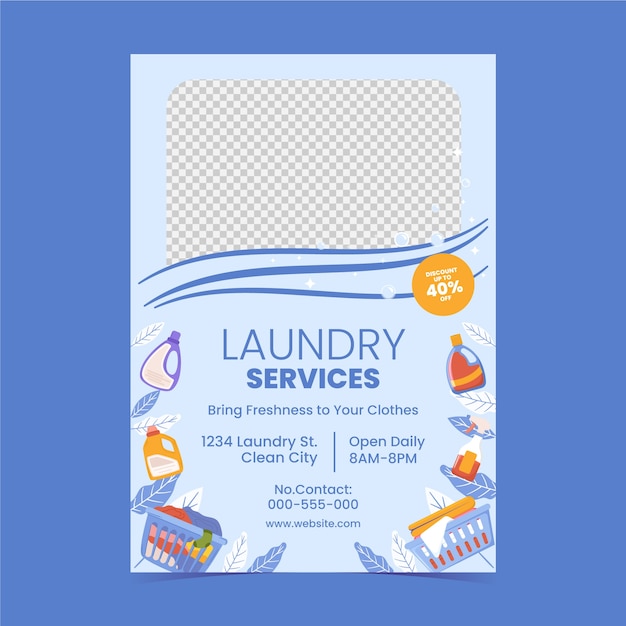 Laundry service poster template design