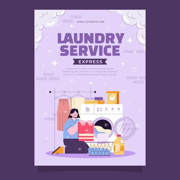 무료 벡터 세탁 서비스 포스터 템플릿