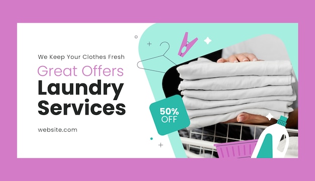 Laundry service   sale banner template