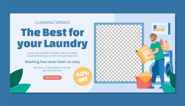 Laundry service   sale banner template