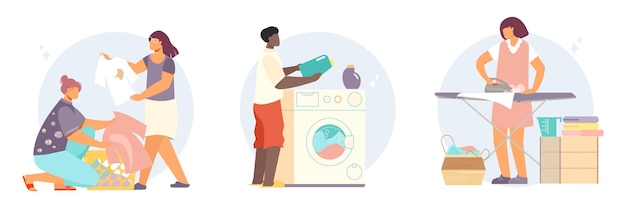 Free vector laundry and washing clothes set illustration