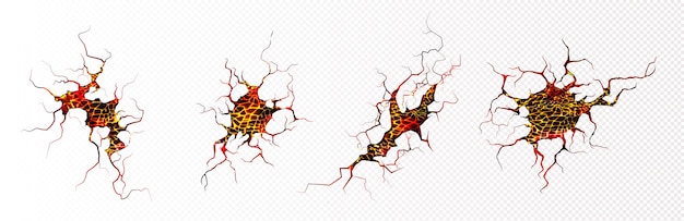 Free vector lava in ground cracks set