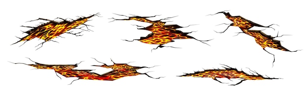 Free vector lava in ground cracks set