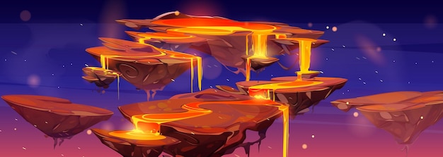 Free vector lava islands cartoon game background illustration