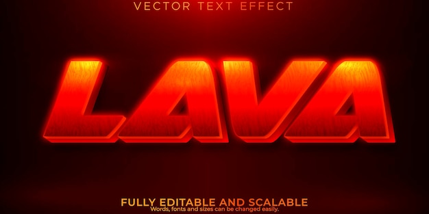 Бесплатное векторное изображение Текстовый эффект лавового вулкана, редактируемый стиль горячего и магматического текста