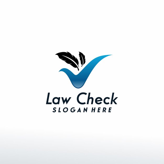 Law check logo designs concept vector, feather writer logo designs template, logo symbol icon