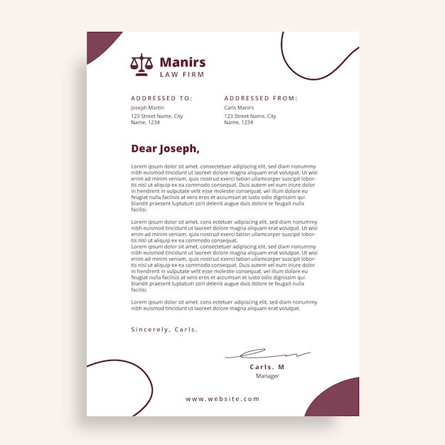 Law firm letterhead template design