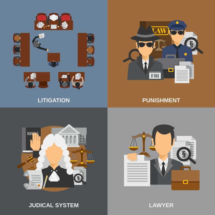 Бесплатный Вектор law flat set
