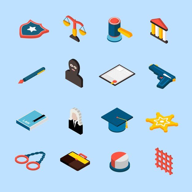 Law Icons Isometric