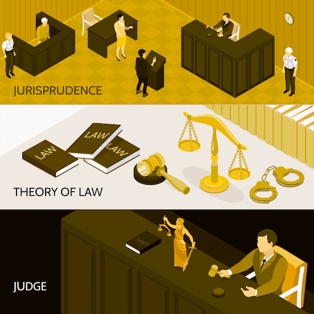 Free vector law isometric banners set