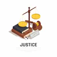 Free vector law isometric composition with mallet legal code book bible and scale of justice symbol