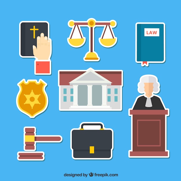 Free vector law and justice colecciton with sticker style