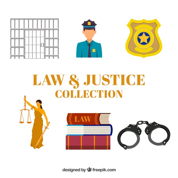 フラットデザインの法律と正義のコレクション