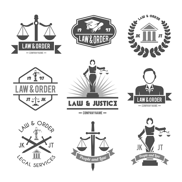 Free vector law labels icons set