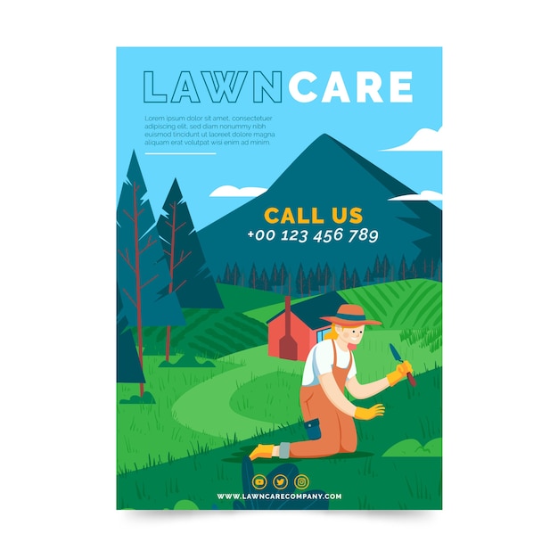 Free vector lawn care flyer template