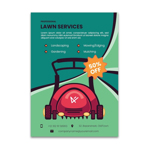 Free vector lawn care flyer template