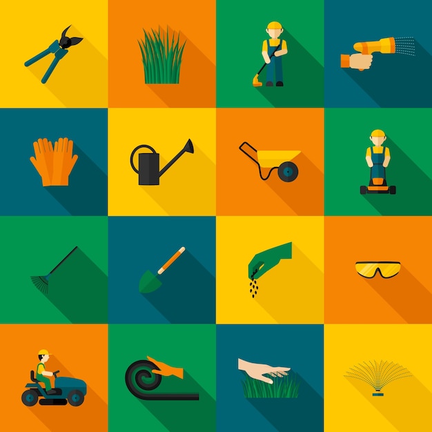 Vettore gratuito lawn man icon flat