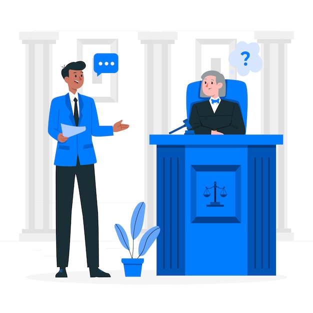 Free vector lawyer in court concept illustration