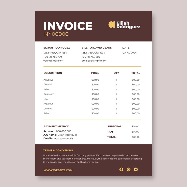 Free Vector lawyer invoice template design