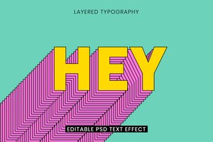 Free vector layered editable text effect template 3d typography
