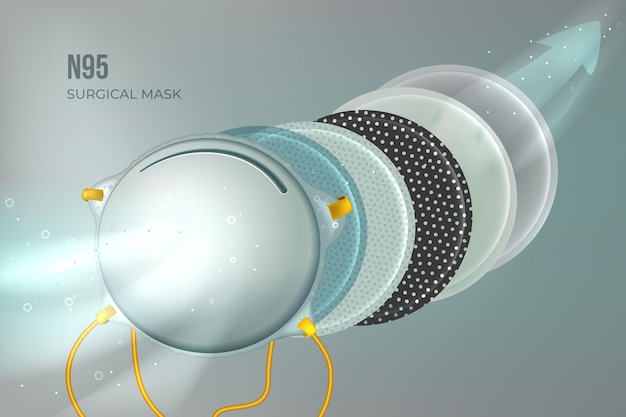 Free vector layered n95 surgical mask