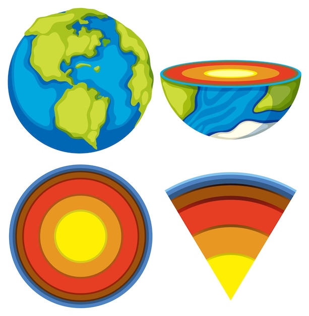 Free vector the layers of the earth concept