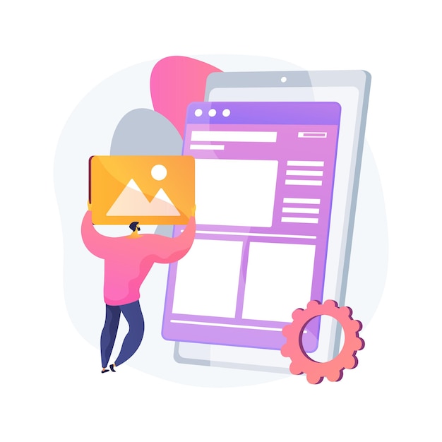 layout abstract concept   illustration. website development, user interface, frontend, graphic design team, landing page, responsive design, marking tool, consistency  