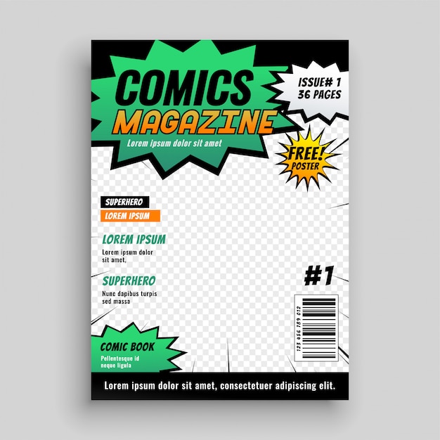 Free vector layout design of comic book cover