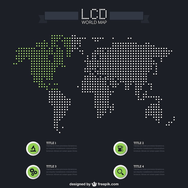 Vettore gratuito lcd mappa del mondo infografica