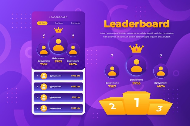 Free vector leaderboard with abstract background