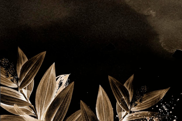 잎 배경 갈색 미적 테두리 벡터, 빈티지 공개 이미지에서 리믹스