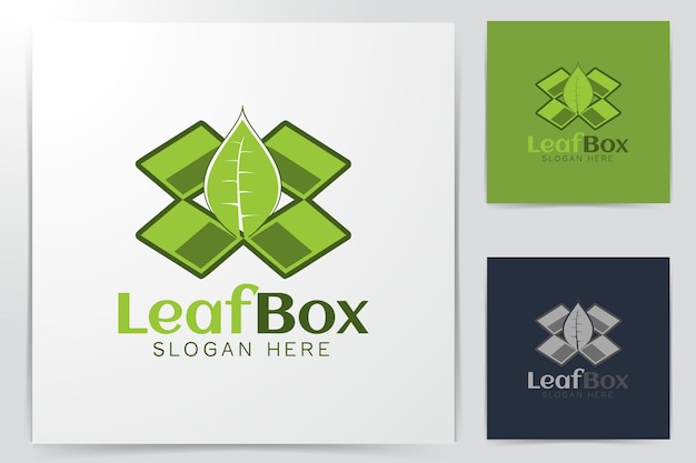 Leaf box logo ideas. inspiration logo design. template vector illustration. isolated on white background