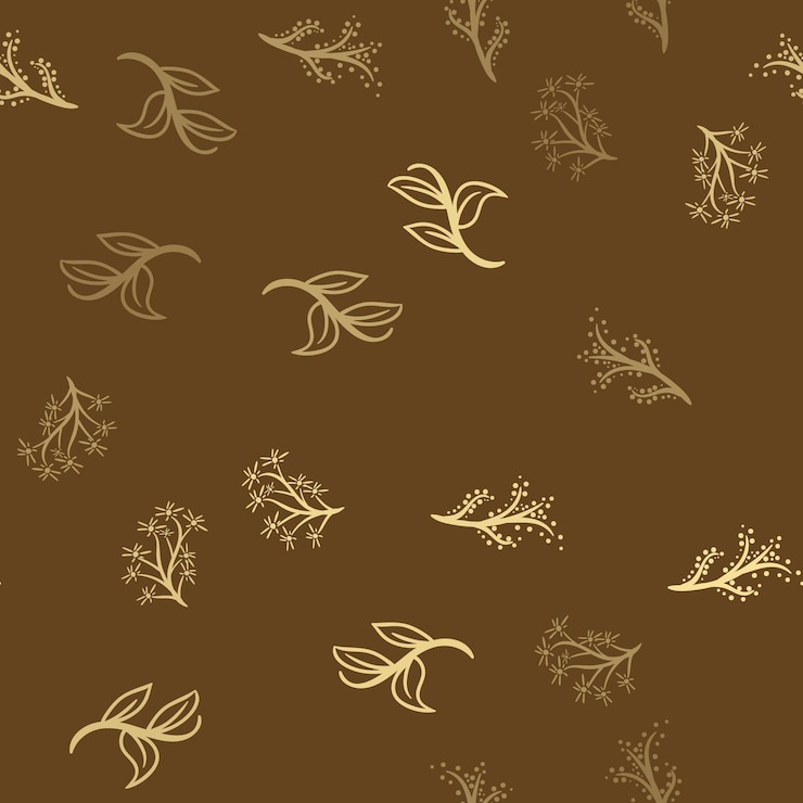 Free Vector leaf bunch tree wedding element pattern on dark brown background