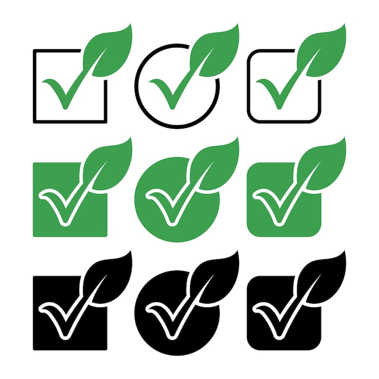 Free Vector leaf check mark set