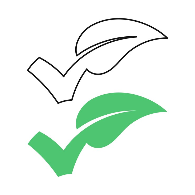 Free Vector leaf checkmark set outline and flat