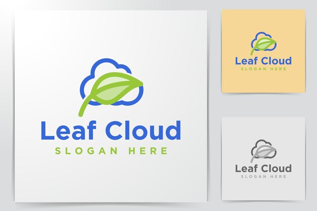 Лист и облако, здоровый технический логотип вдохновения, изолированные на белом фоне