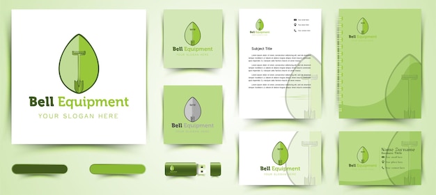 Дизайн логотипа Leaf and Garden tools и шаблона брендинга визитной карточки Изолированный на белом фоне