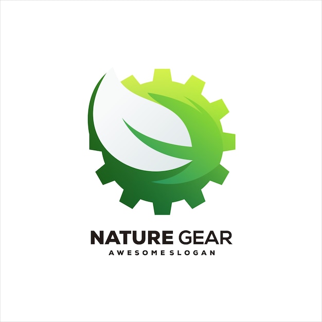 Leaf Gear nature colorful logo gradient design