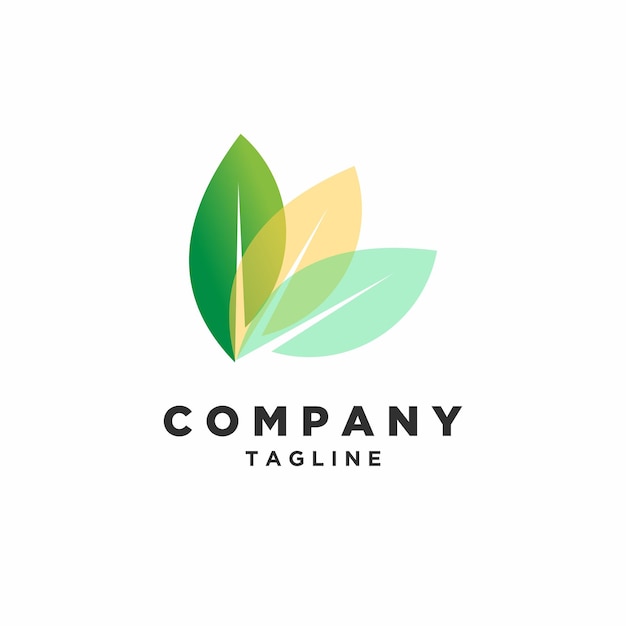 Градиент логотипа листьев красочный дизайн иллюстраций