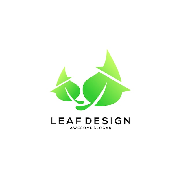 Free vector leaf logo minimalist gradient style design